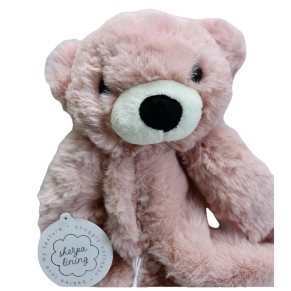 NWT Teddy Bear Baby Girl Lovey Pink Sherpa Lined Plush Newborn Security Blanket